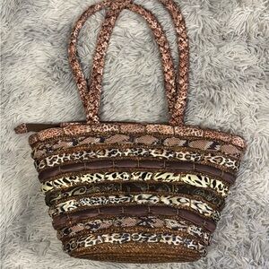Cappelli Straworld Animal Print Woven Tote